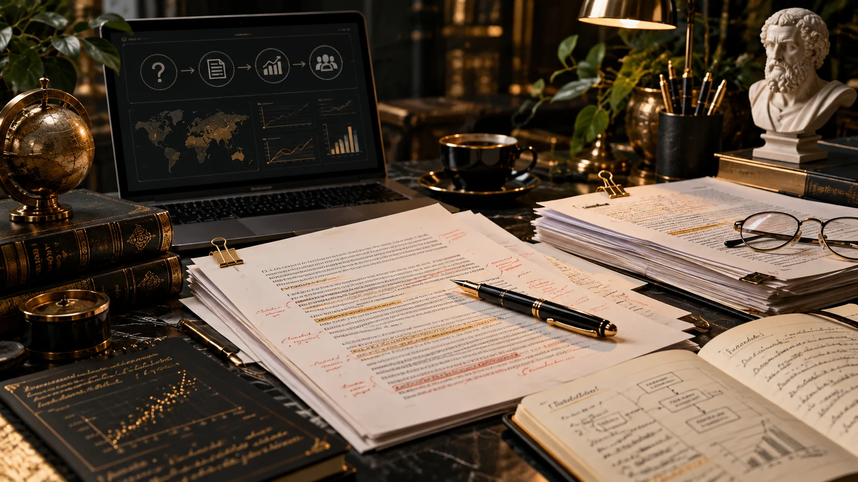 An academic manuscript review scene